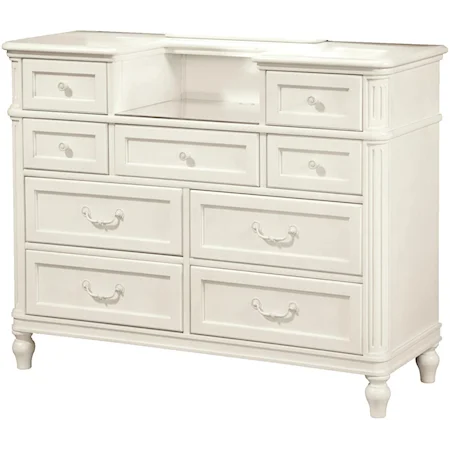 Nine-Drawer Dressing Chest with Charging Station & Hidden Storage